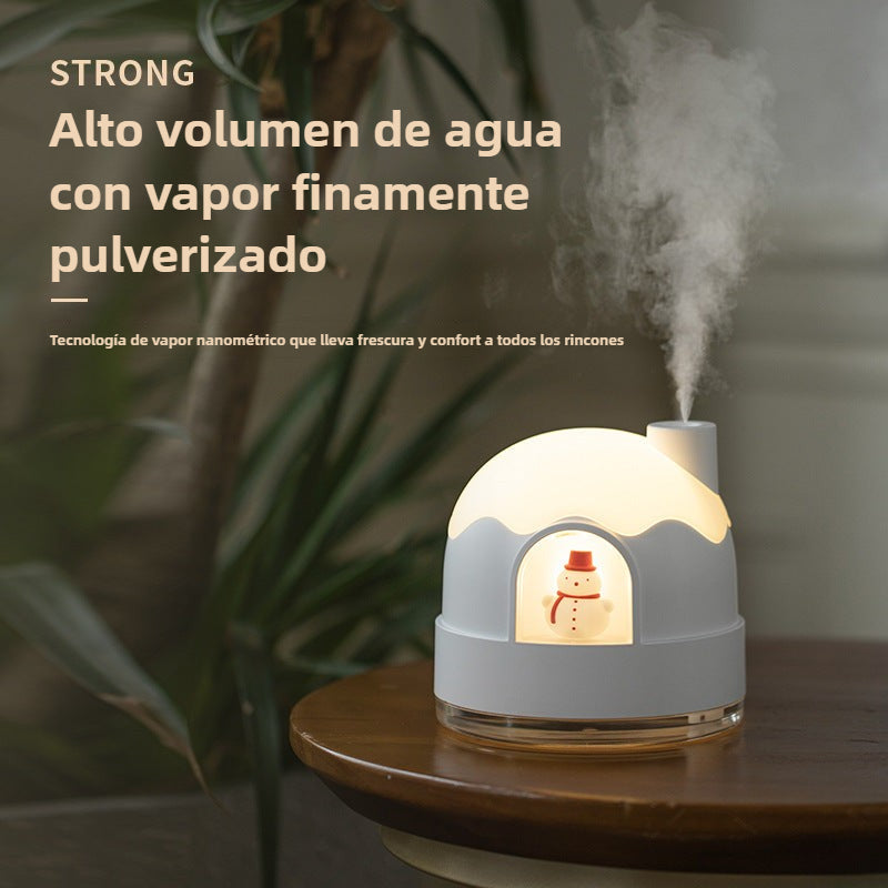 New Snow House Night Light Humidifier: USB Quiet Desktop Air Moistener for Bedroom