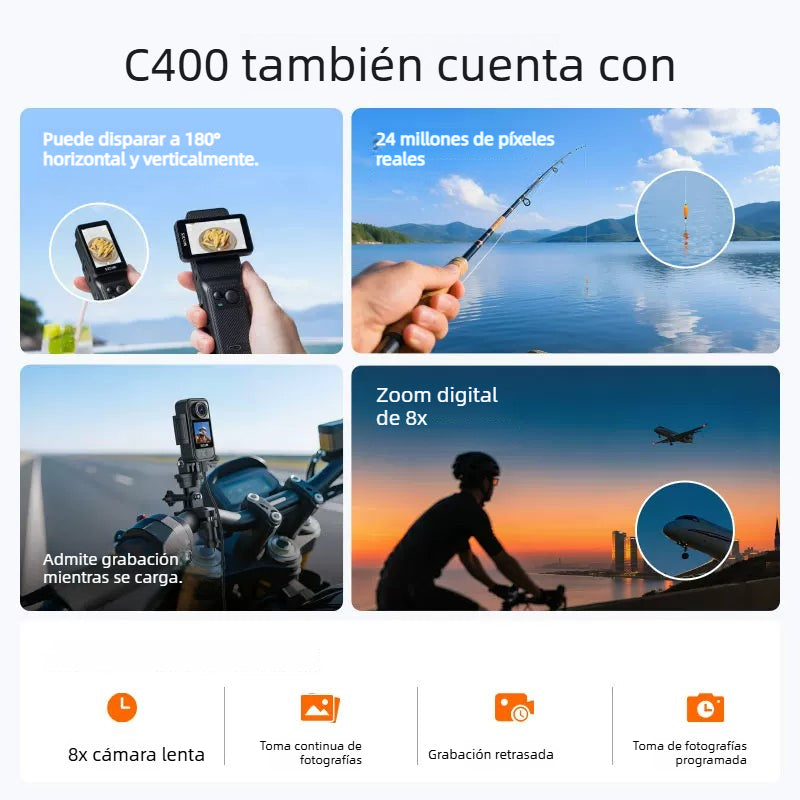 Cámara de acción SJCAM Speed Shadow C400 Thumb 4K Ultra HD con visión nocturna para motocicleta