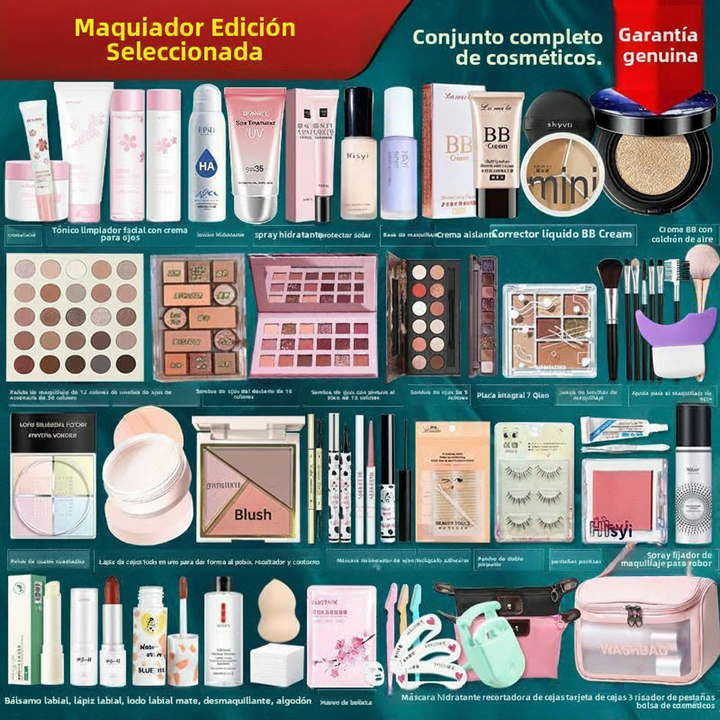 Kit de Maquillaje Completo para Principiantes – Resistente al Agua y Sudor