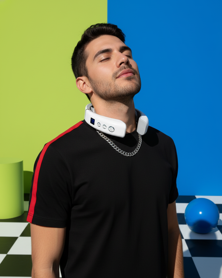 Masajeador de Cuello Portátil con Calor – Dispositivo Cervical Recargable para Aliviar Tensión y Dolor
