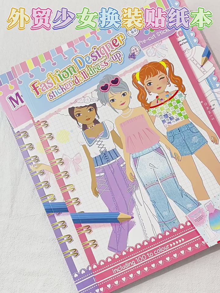 Cargar vídeo: Libro de Pegatinas para Aprender diseño de Modas :  Juego Creativo para Decorar y Diseñar Ropa