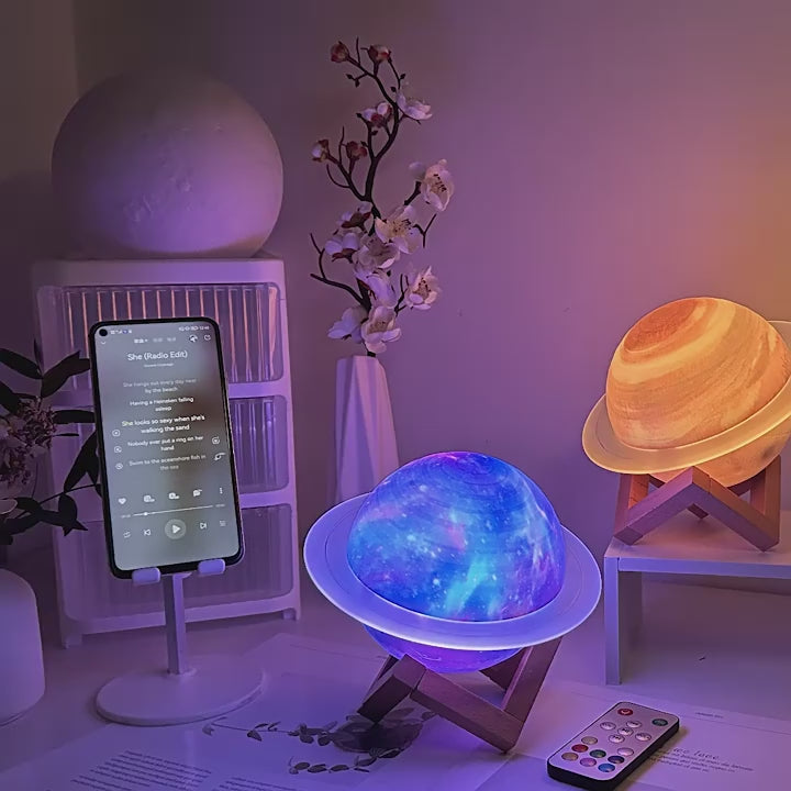 Bocina Bluetooth Anillo de Saturno con Luz LED