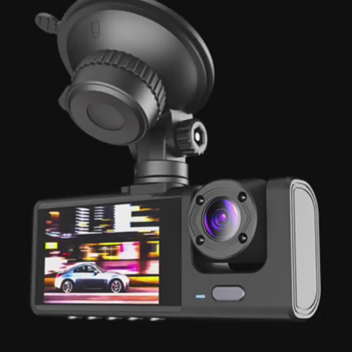 Cargar vídeo: Cámara De Seguridad para Auto  –  3 Lentes Con Cámara Frontal, Interior y Trasera HD