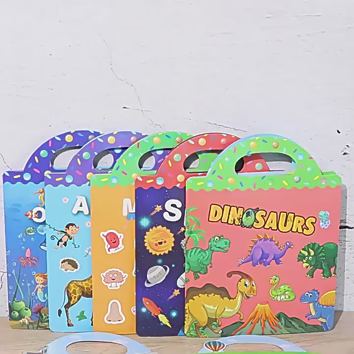 Cargar vídeo: Libro Infantil Educativo con Pegatinas Reutilizables – Juego Didáctico por Temas