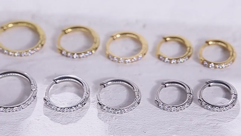 Aretes de aro titanio con zirconia plateado y dorado