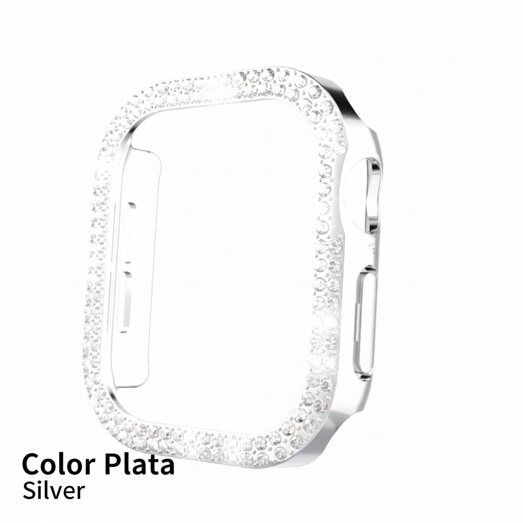 Protector de Pantalla para Apple Watch S10 con Borde de Piedras Brillantes