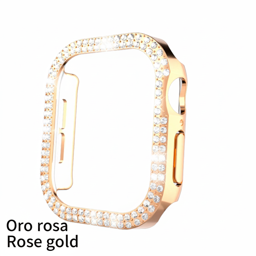 Protector de Pantalla para Apple Watch S10 con Borde de Piedras Brillantes