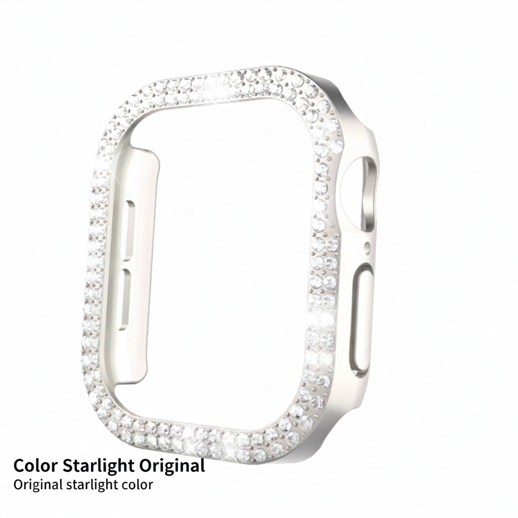 Protector de Pantalla para Apple Watch S10 con Borde de Piedras Brillantes