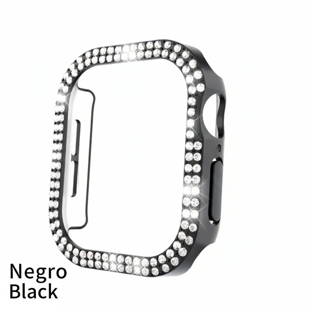 Protector de Pantalla para Apple Watch S10 con Borde de Piedras Brillantes