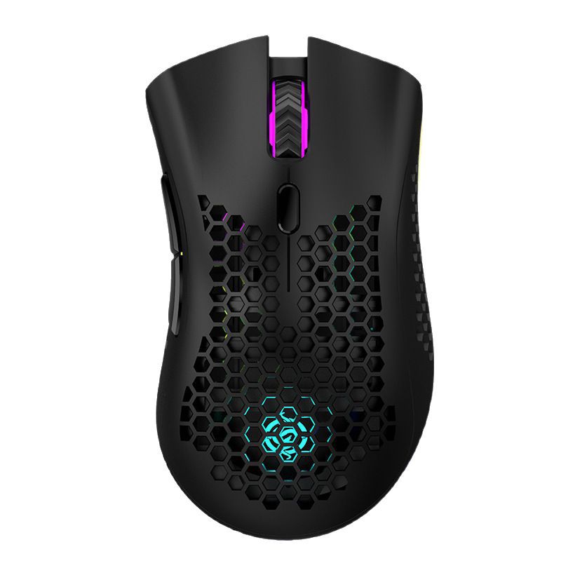 Mouse inalámbrico recargable BM600 con luz RGB, vista superior