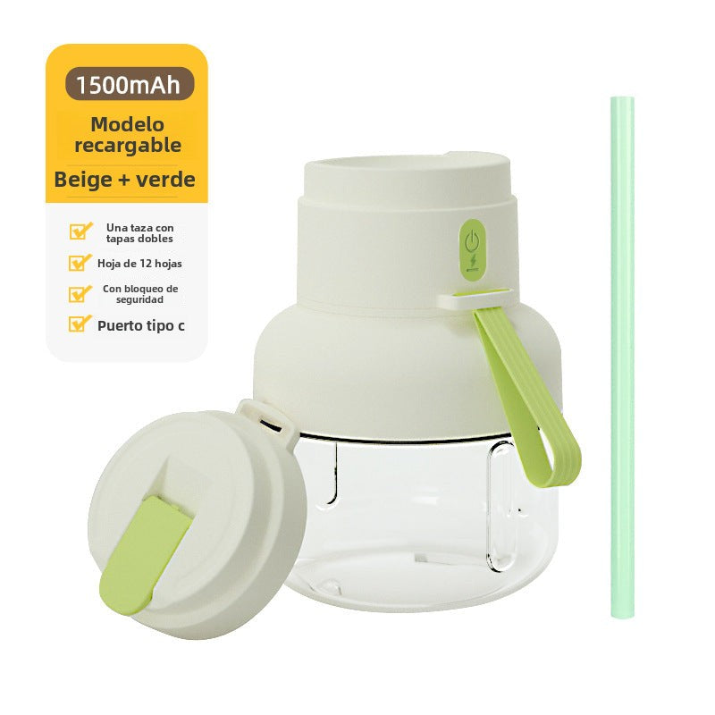Taza de Jugo TonTon: Zumo de Frutas y Verduras en Botella de Gran Capacidad con 12 Cuchillas y Funciones Múltiples