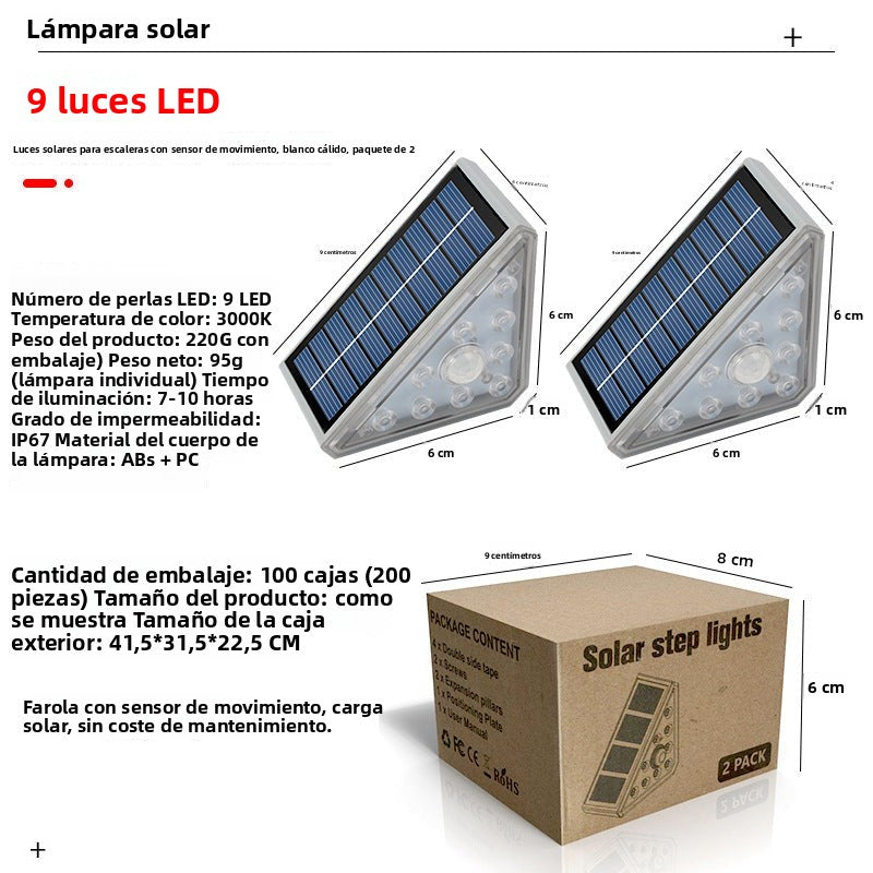 Outdoor Waterproof Solar Triangular Stair Light: High Brightness Garden Patio Step Lighting, Anti-theft