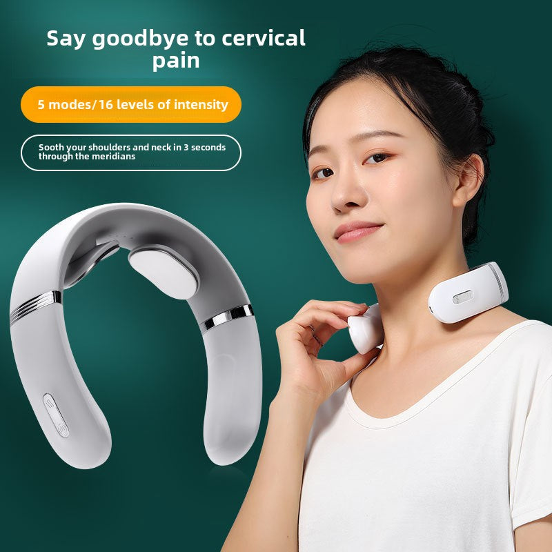 Masajeador de Cuello Eléctrico con Calor y Pulsos – Alivio Cervical Multifuncional para Estrés y Tensión