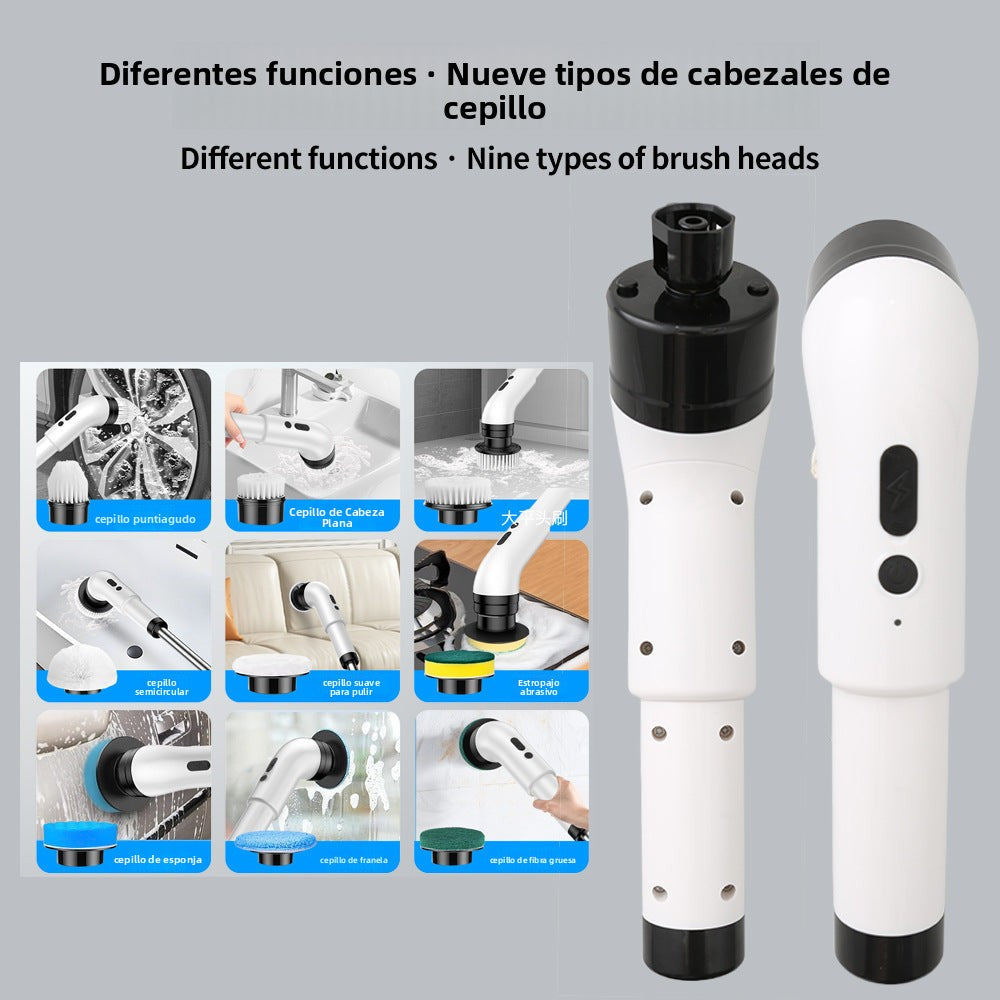 Electric Multifunctional Cleaning Brush with Extendable Handle for Kitchen and Bathroom