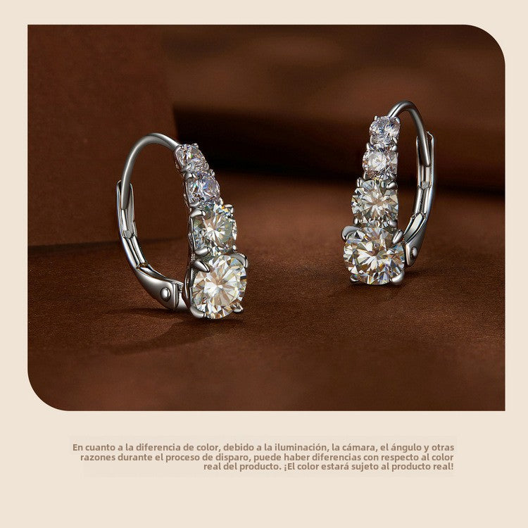 Pendientes de Plata 925 con Moissanita 0.50ct: Aretes Elegantes de Circonita Moissanita, Aros de Plata Esterlina para Mujer Estilo Moderno