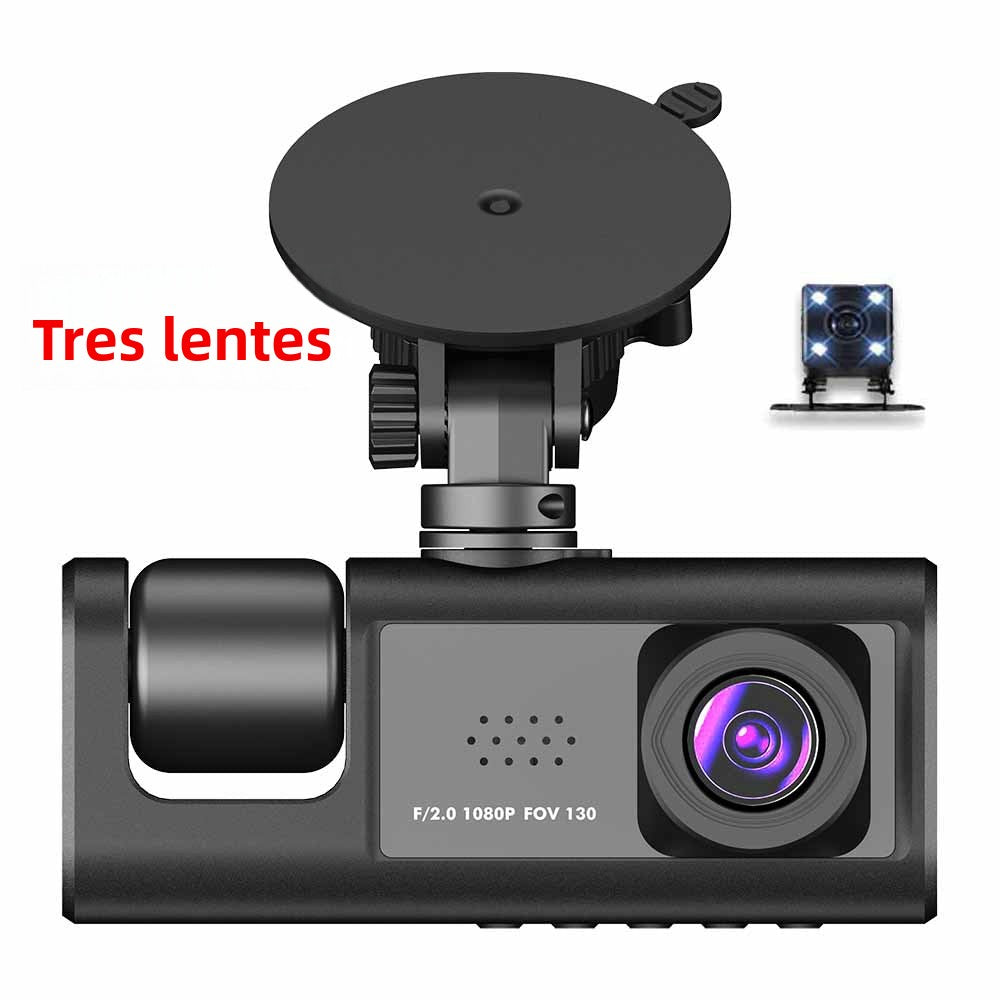Cámara De Seguridad para Auto  –  3 Lentes Con Cámara Frontal, Interior y Trasera HD