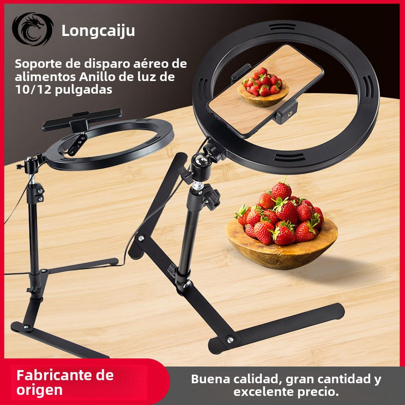 Soporte de Escritorio para Móvil: Estativo Plegable con Luz de Relleno para Fotografía y Streaming