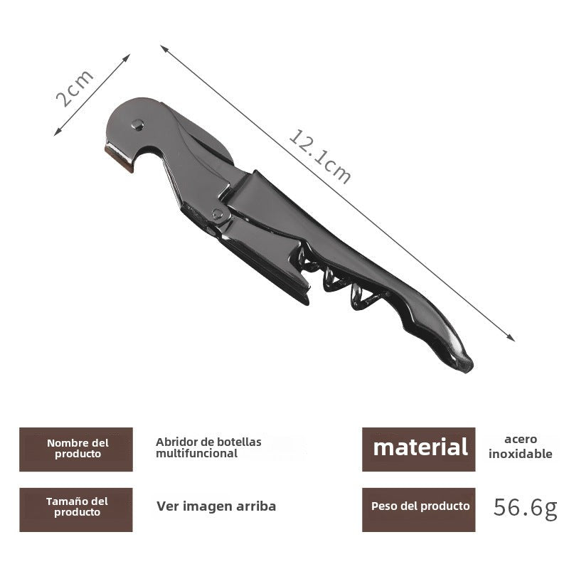 Cuchillo sacacorchos de oro rosa: abridor de vino tinto de acero inoxidable, sacacorchos multifuncional con diseño de caballito de mar